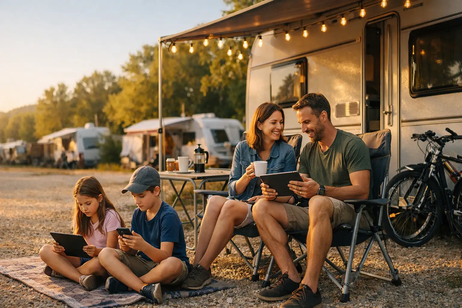 familie op campingpark